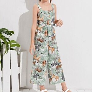SHEIN GIRLS SIZE 11 12 jumpsuit romper jungle animal print
